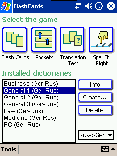 LingvoSoft FlashCards German <-> Russian for Pocket PC software